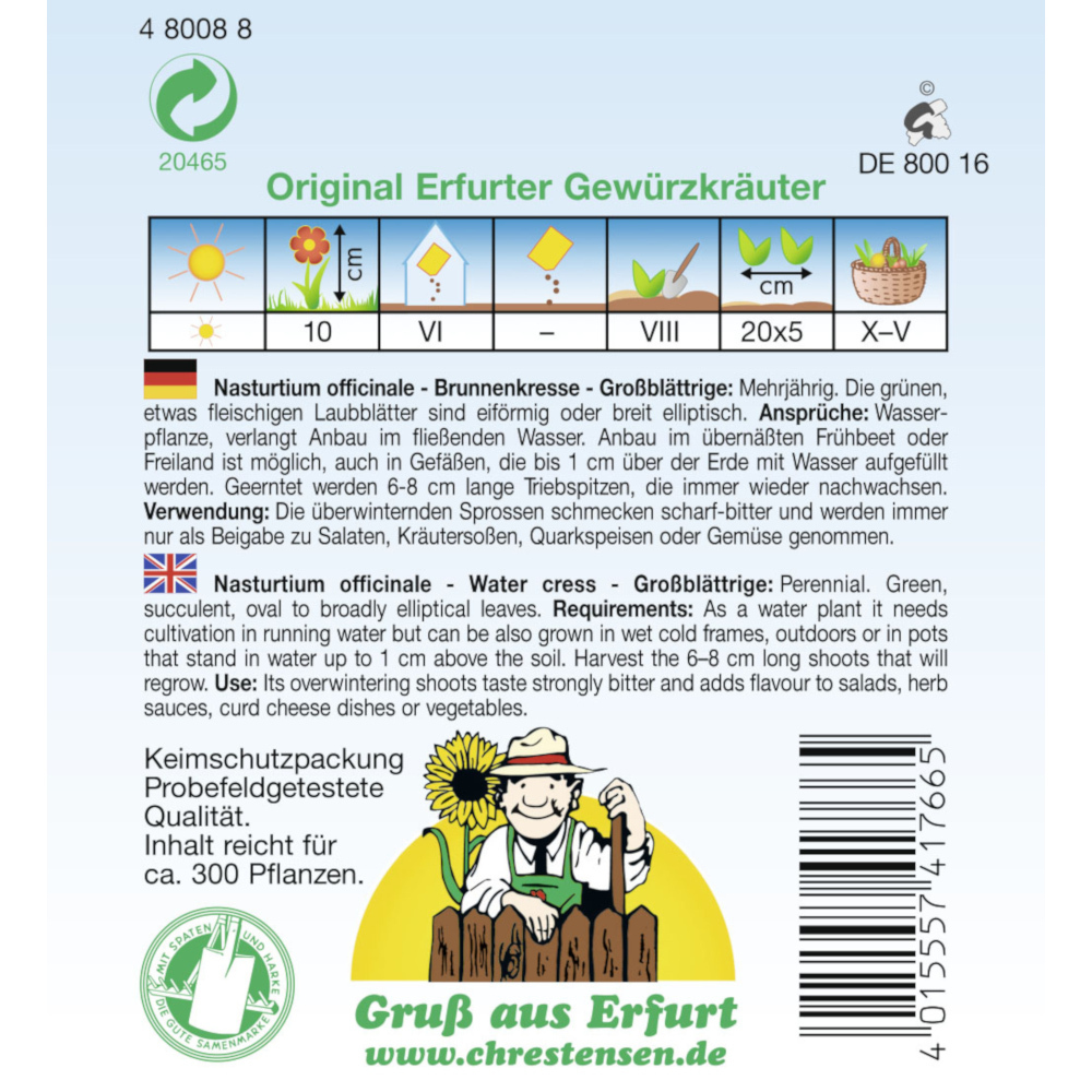Saatgut Brunnenkresse großblättrig ca. 300 Pflanzen image number 1