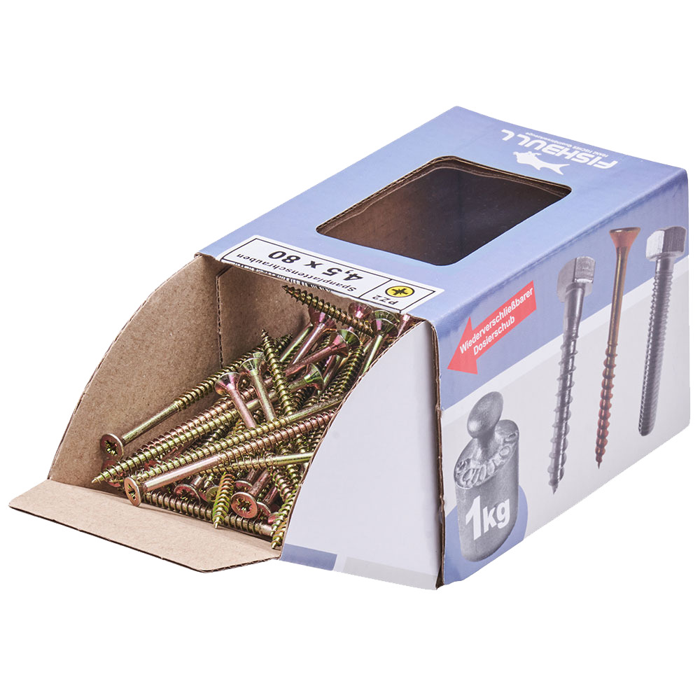 Spanplattenschraube 4,5x80 mm PZ 1kg FISHBULL-Pack Senkkopf Teilgewinde Kreuzschlitz image number 3