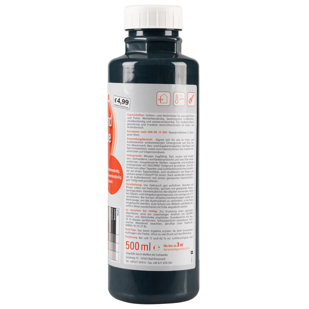 DECOPRO Vollton und Abtönfarbe 500 ml anthrazit innen und außen image number 1
