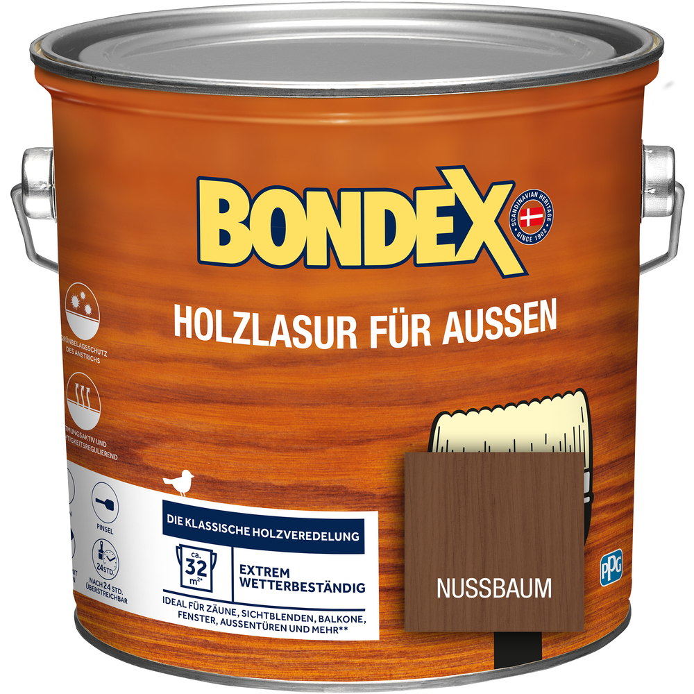 BONDEX Holzlasur für Aussen Nussbaum 2,5 Liter image number 0