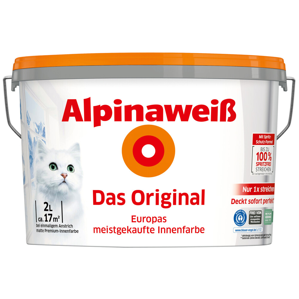 Alpinawei&szlig; Wandfarbe 2 Liter