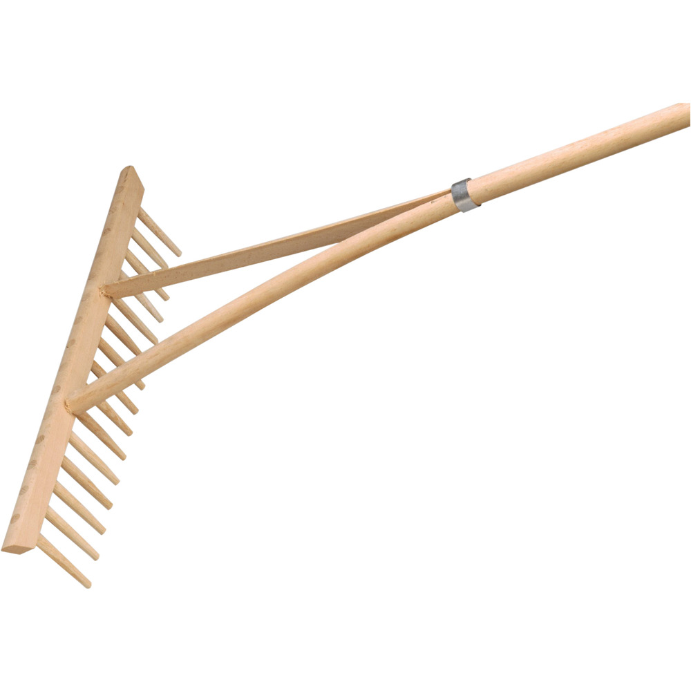 Heurechen aus Buchenholz 160 cm mit 16 Zähnen und zweigeteiltem Stiel