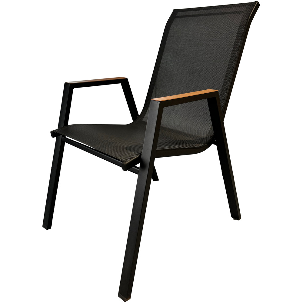 Gartenstuhl mit Holzoptik-Armlehne, stapelbar