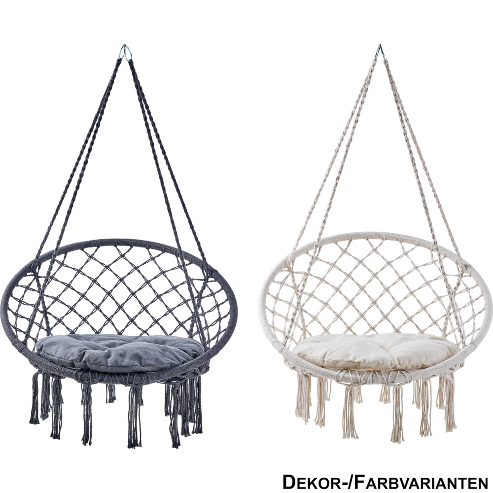 Schaukel-H&auml;ngesessel mit Sitzkissen und Befestigungsmaterial
