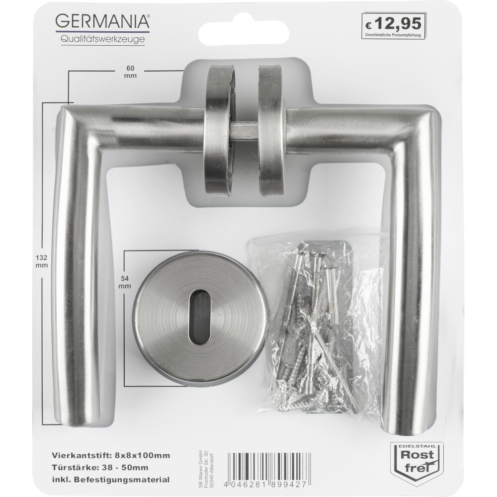 GERMANIA® Türgriff Drückergarnitur gebogen aus Edelstahl image number 5