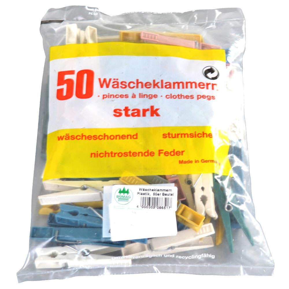 Wäscheklammer Set 50 Stück aus Kunststoff in verschiedenen Farben image number 1