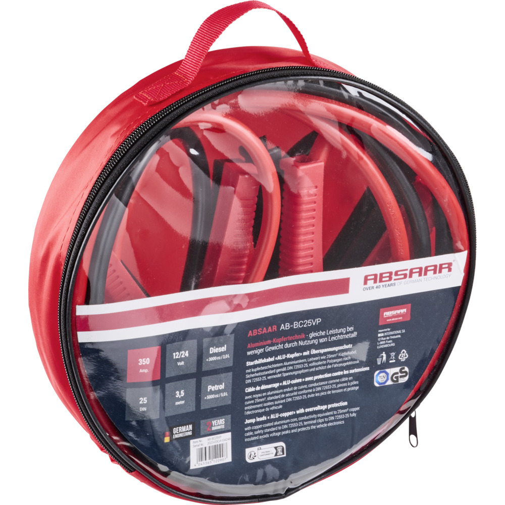 Starthilfekabel 3,5 m x 25 mm² für Benzin- oder Dieselmotoren image number 1