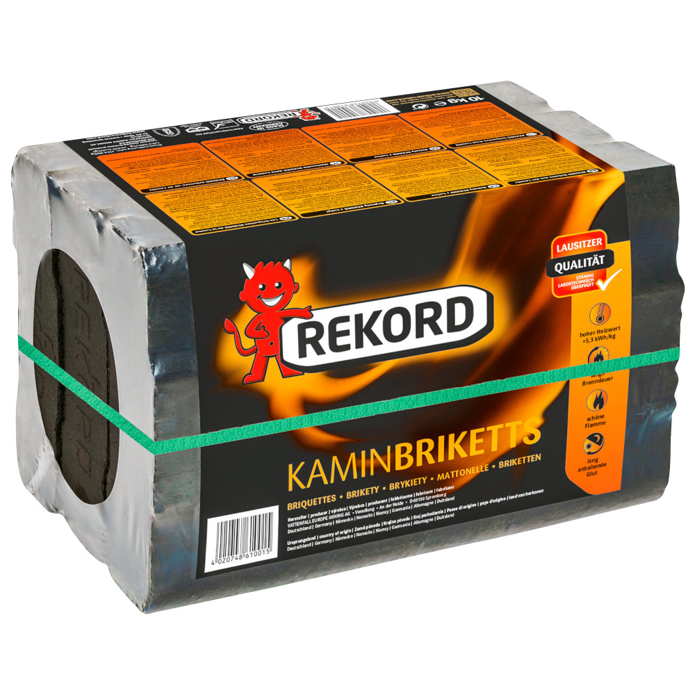 REKORD® Braunkohle-Kaminbriketts10 kg mit langer Brenndauer image number 1