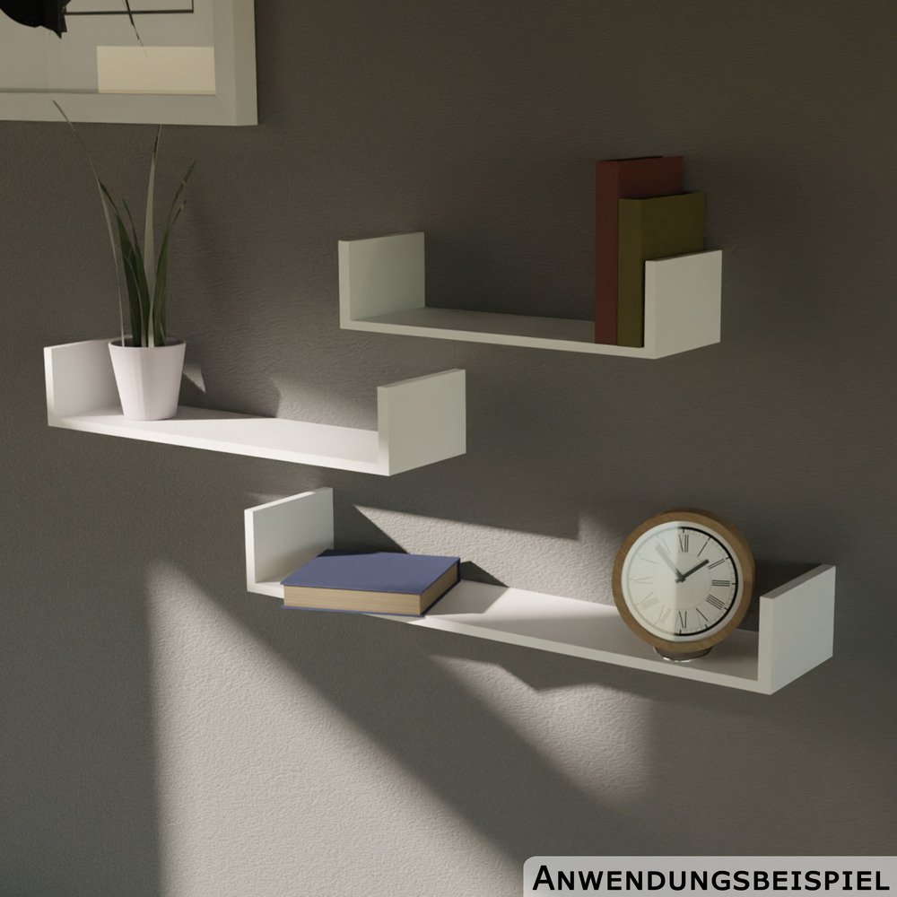 Wandregal 3er-Set weiß 30/45/60 x 15 x 10 cm