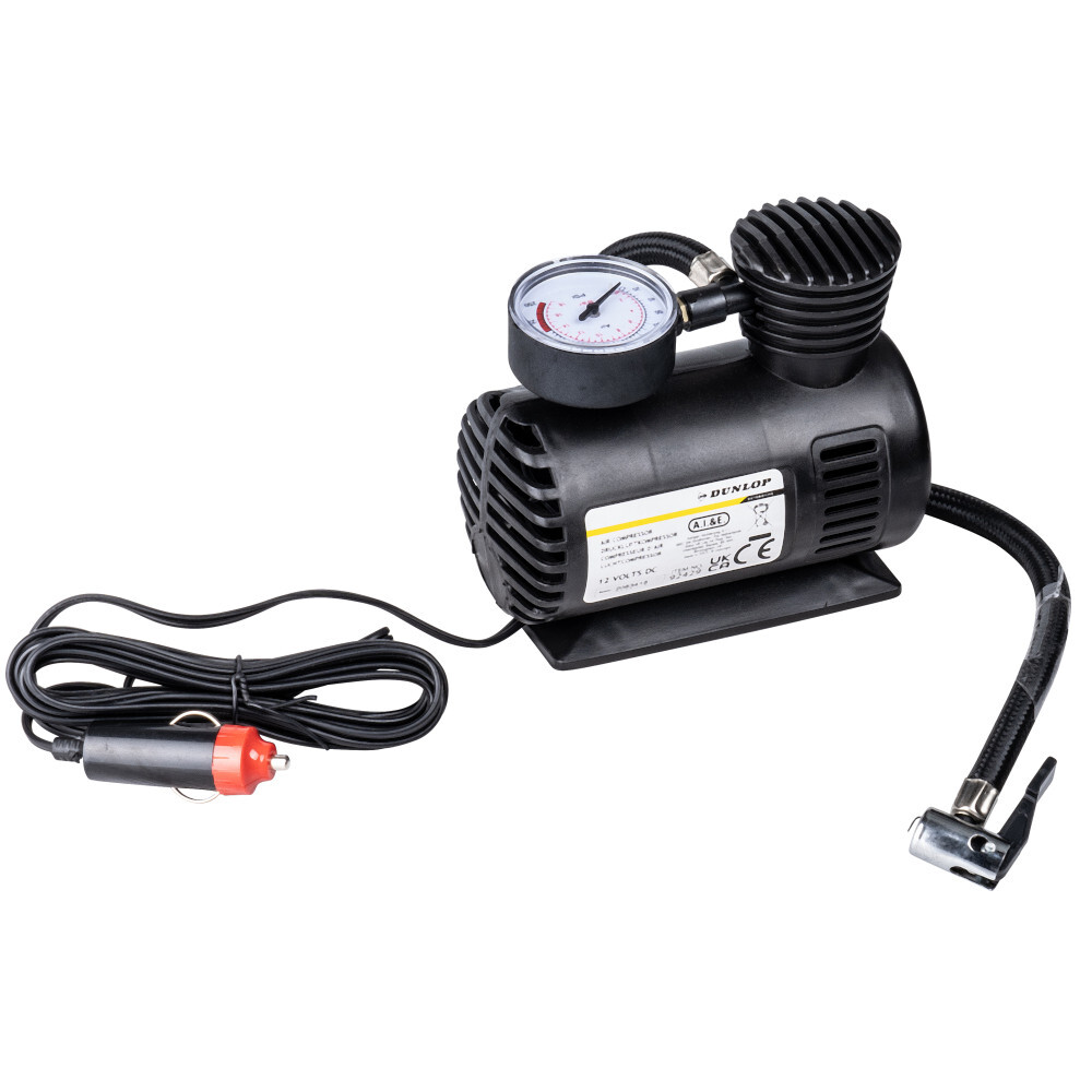Luftkompressor Dunlop 12 V mit Aufsätzen und Adapter image number 1