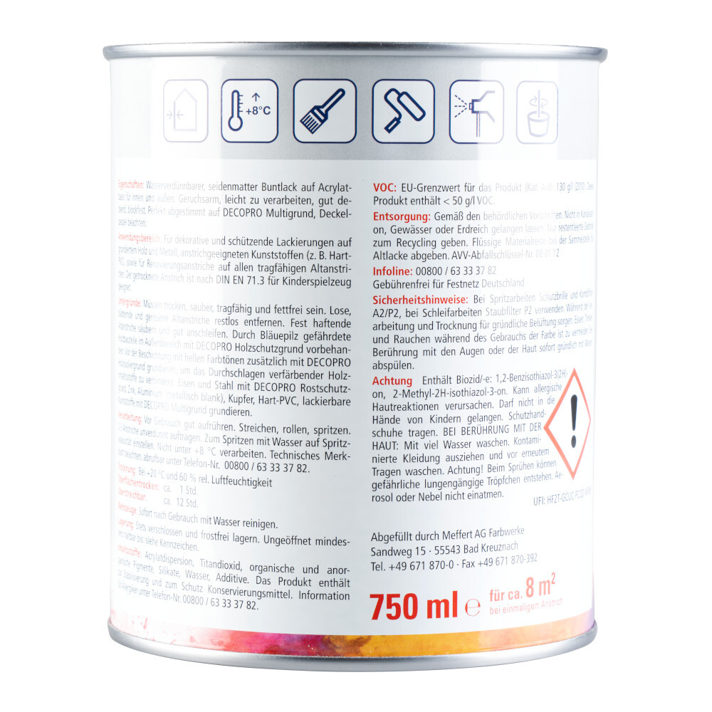 DECOPRO Acryl anthrazit Seidenmattlack 750 ml RAL 7016 image number 1