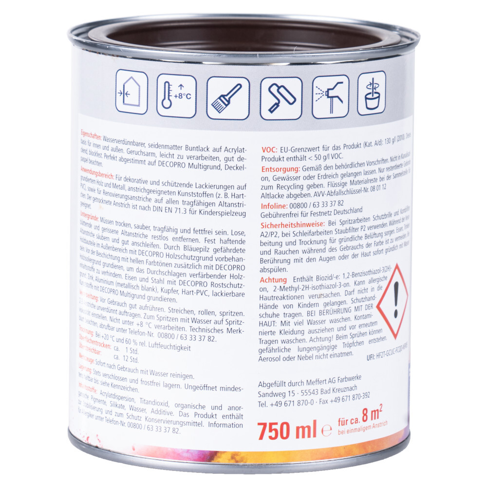 DECOPRO Acryl schokoladenbraun Seidenmattlack RAL 8017 image number 1