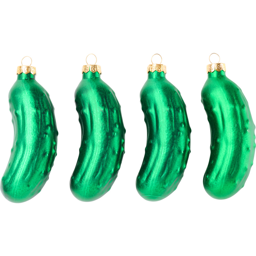 Gurken-Weihnachtskugeln 4 Stück aus Glas