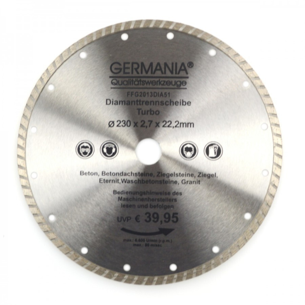 Diamanttrennscheibe 230x2,7x22,2mm Turbo Granit Beton Stein Trennscheibe image number 0