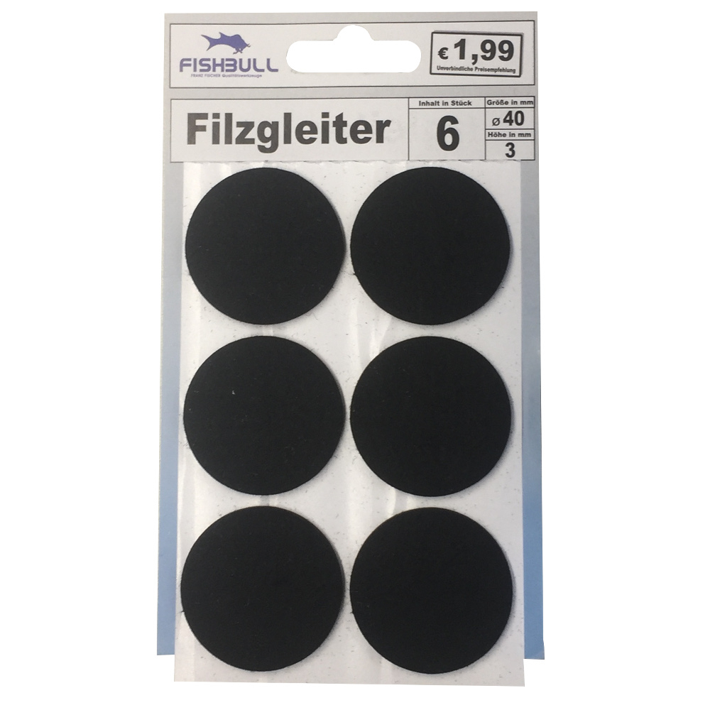 Filzgleiter Ø40 mm 6 Stück selbstklebend rund in schwarz