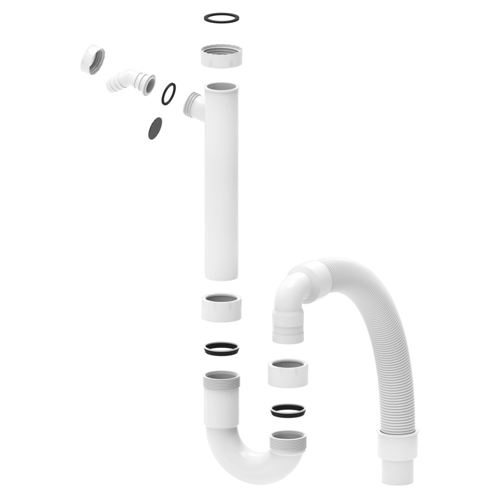 Röhren-Siphon 1½" flexibel mit 50 mm Ø und 1x Geräteanschluss ¾" image number 1