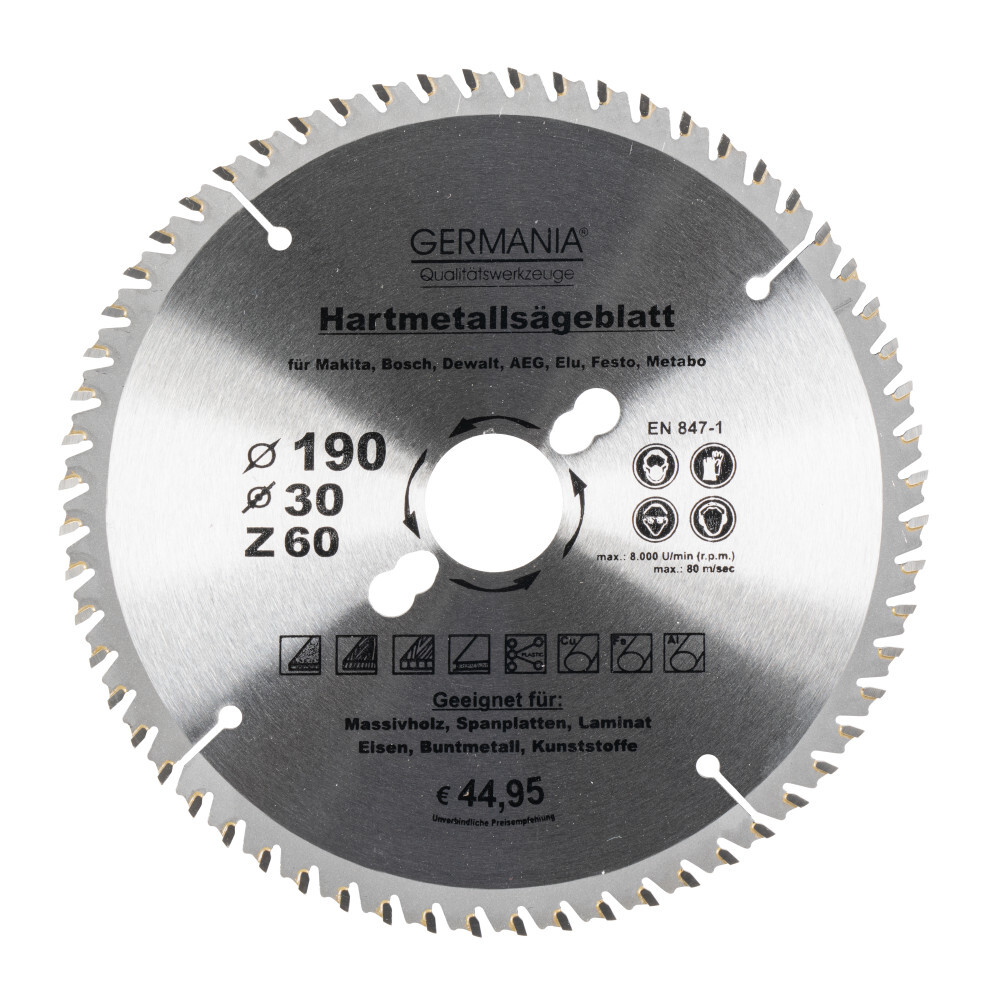 GERMANIA® HM Multifunktionssägeblatt Ø 190 mm mit 60 Zähnen
