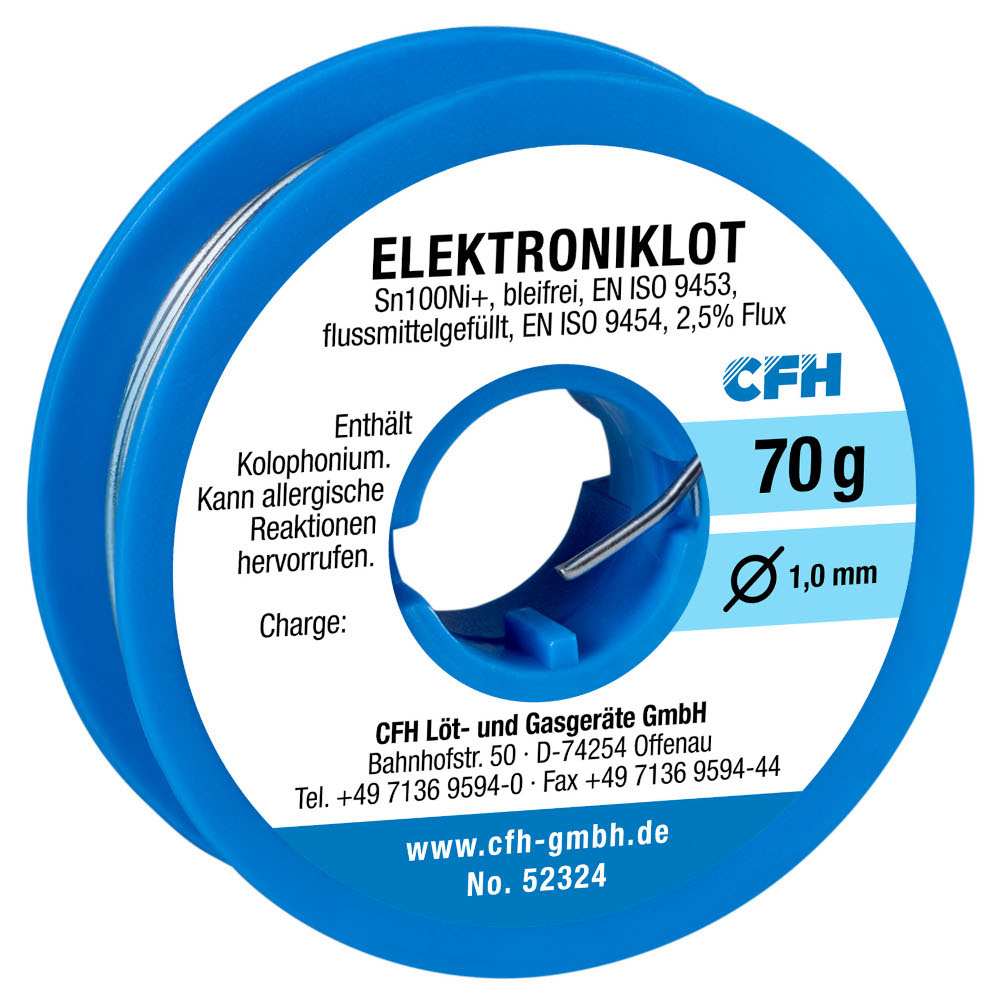 CFH Bleifreies Elektroniklot EL 324, flussmittelgefüllt Ø 1 mm, 70g