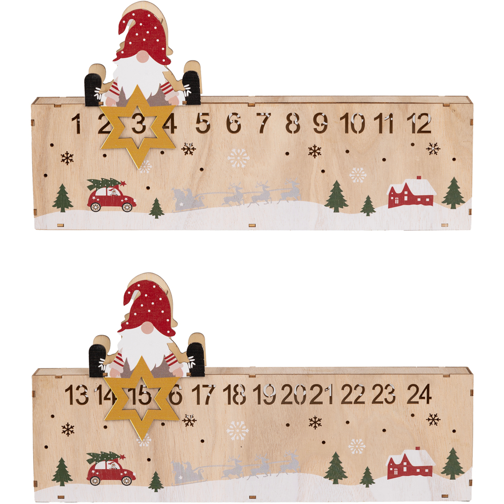 LED-Weihnachtskalender aus Holz 40 x 3,5 x 21 cm