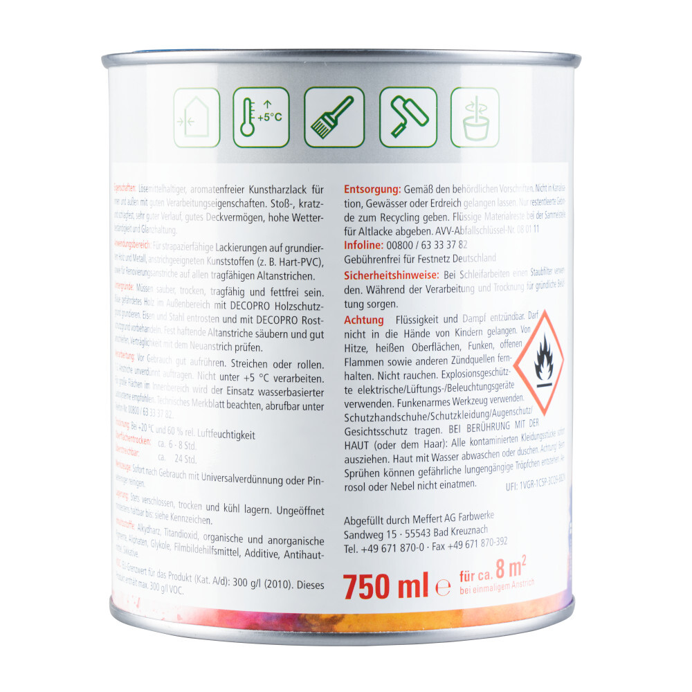 DECOPRO Seidenglanzlack tiefschwarz RAL 9005 für innen und außen image number 1