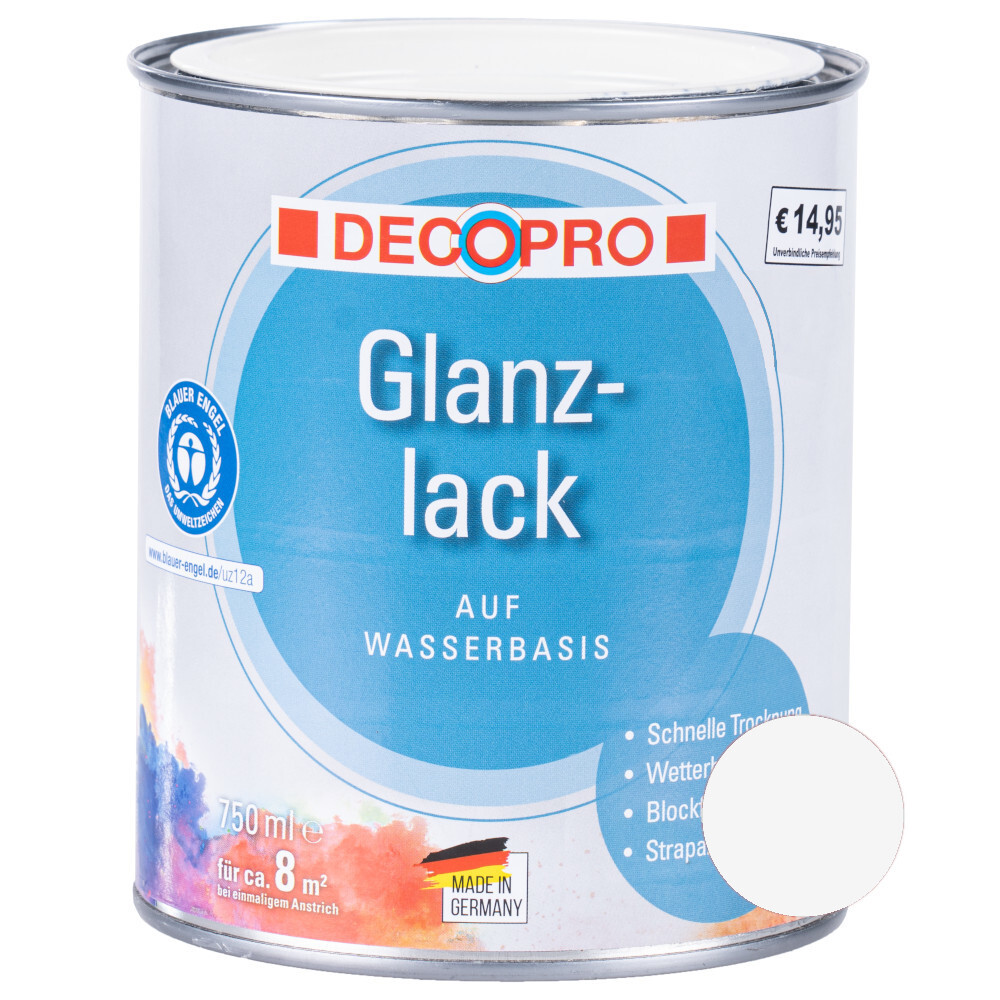 DECOPRO Acryl Glanzlack cremeweiß RAL 9001 für innen und außen