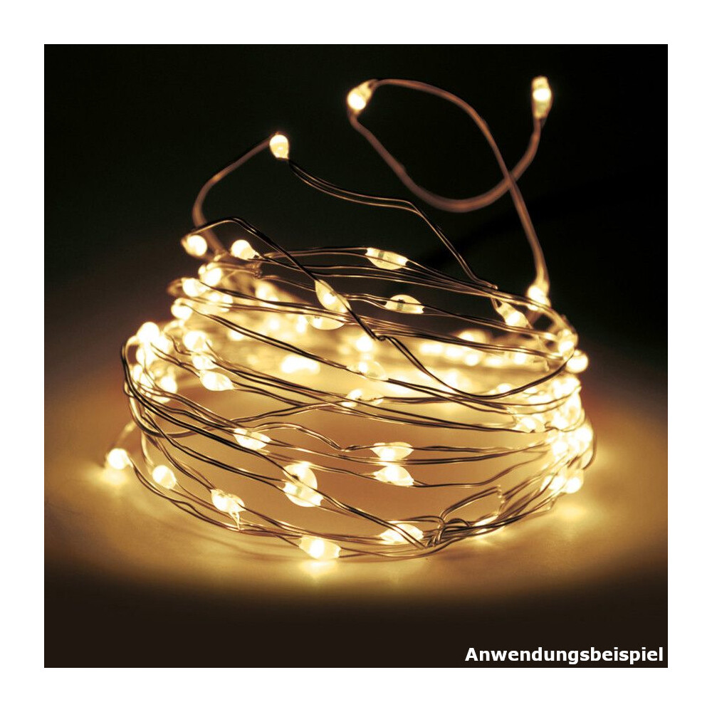 LED-Lichterkette aus Silberdraht mit 100 LEDs warmweiß image number 0