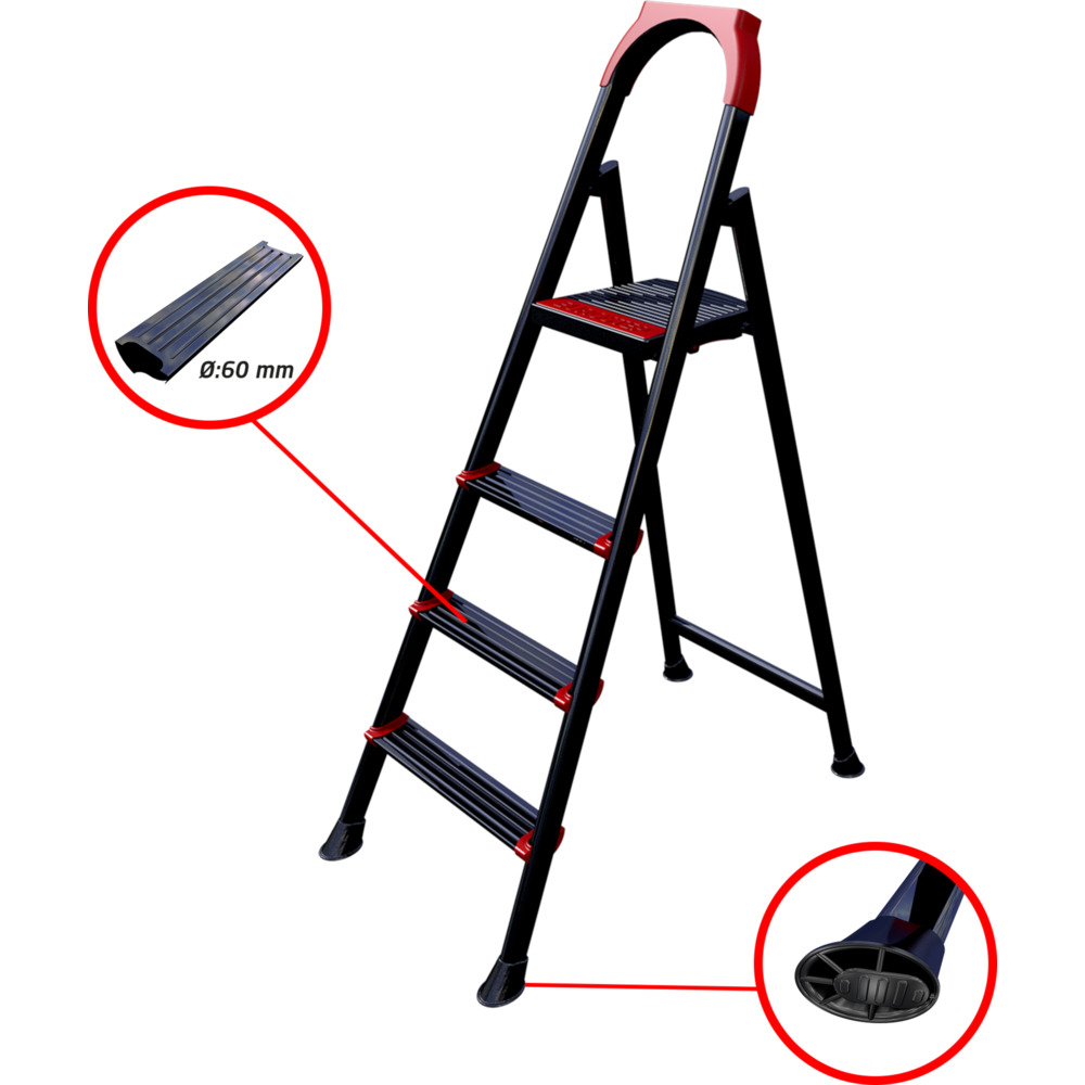 Haushaltsleiter Stahl 4-stufig, 150 kg Traglast  image number 5