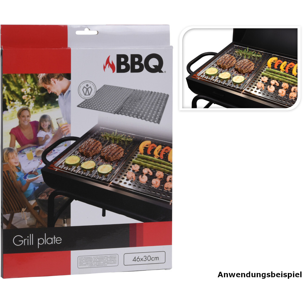 Grillplatte 2-tlg., 46 x 30 cm aus Edelstahl
