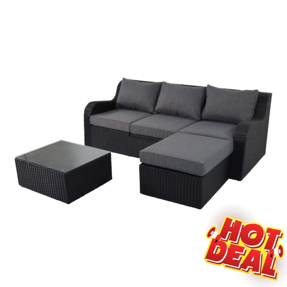 Multifunktionsbank Pandora Black mit Aluminiumgestell und Hockern image number 0