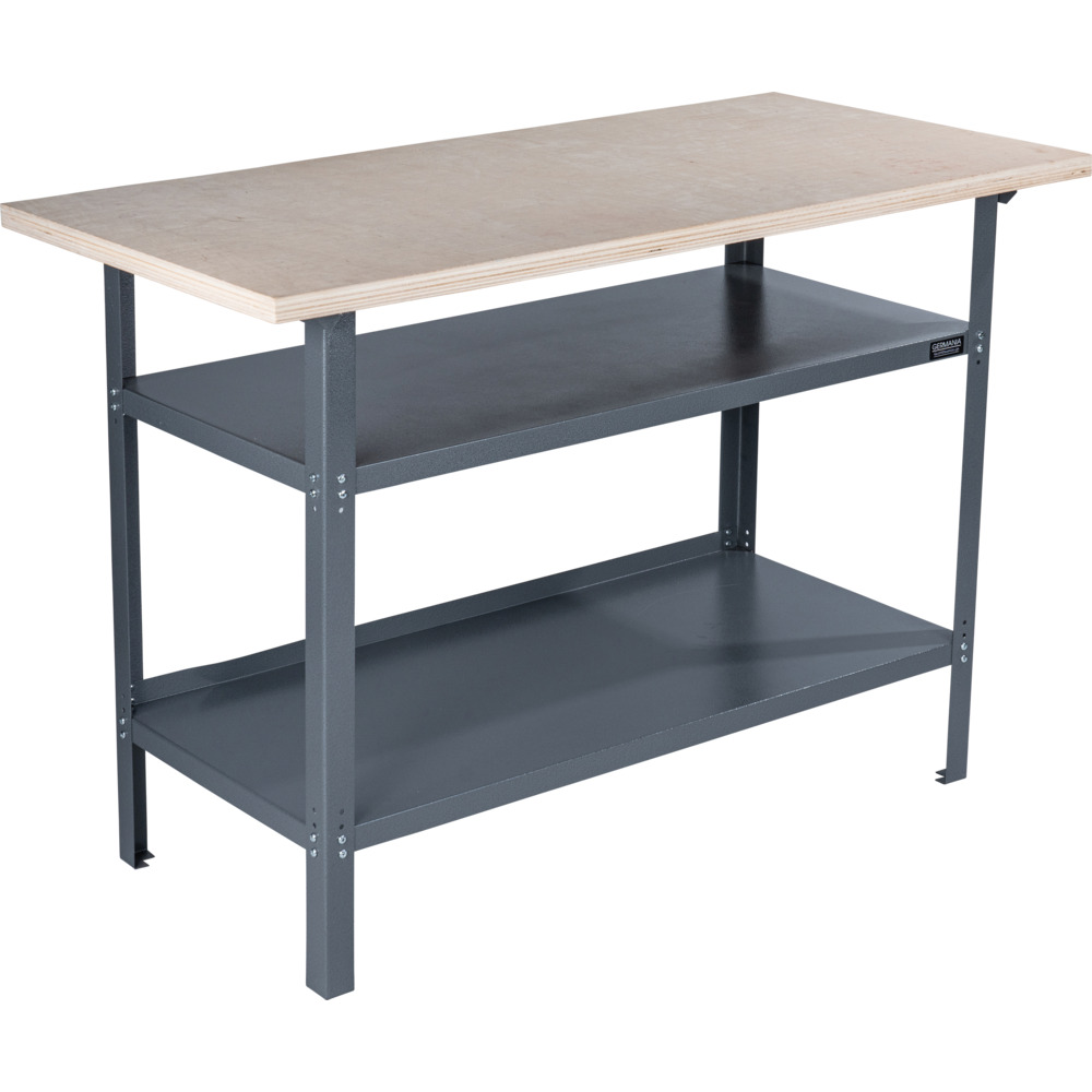 GERMANIA® Werkbank mit Holzplatte und 2 Einlegeböden